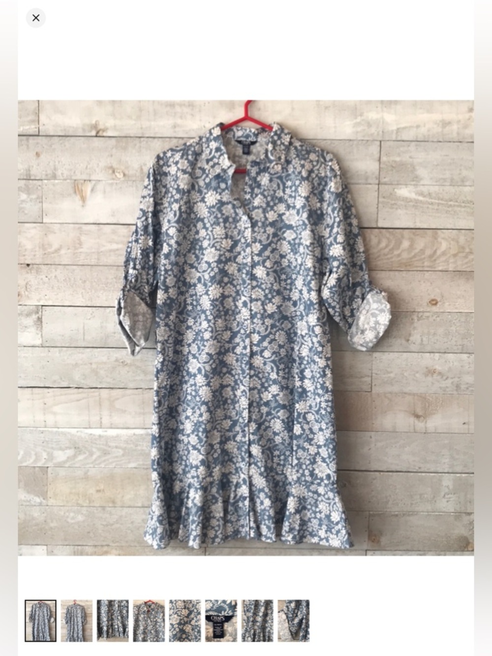 Chaps floral print ruffle bottom shirt dress